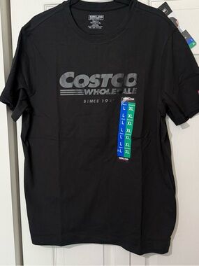 Costco Kirkland Signature Unisex Logo Crewneck Tee, Black, Men’s L / Women’s XL